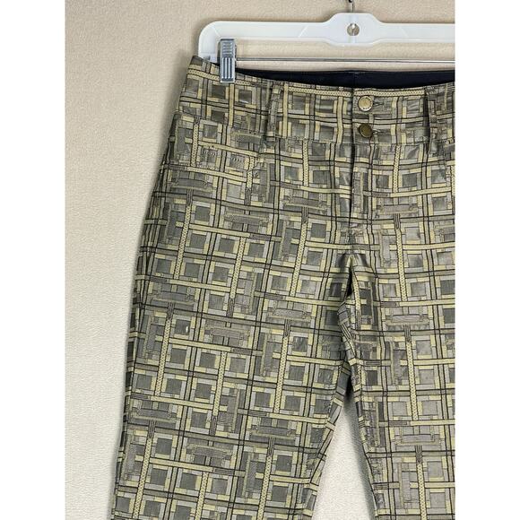 Alice Olivia Pants Womens 4 Gold Flare Leg Mid Rise Regular Fit Stretch Designer - Picture 3 of 13